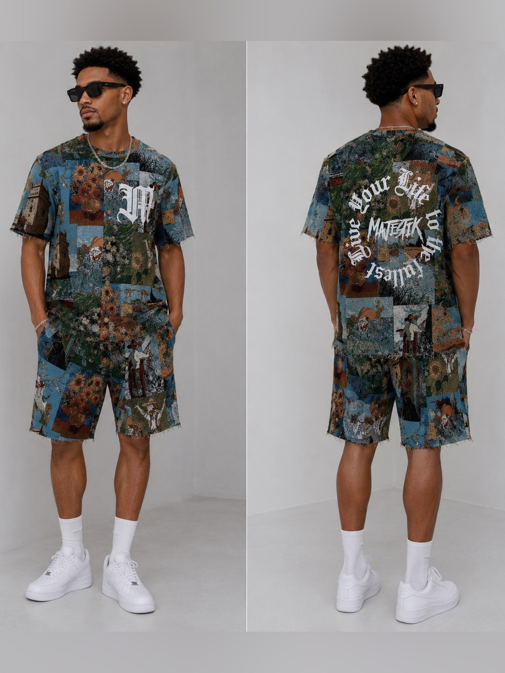 New Mens Van Gogh Tapestry Shorts - S